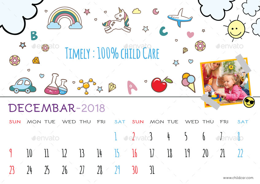 Kids Desk Calendar, Print Templates GraphicRiver